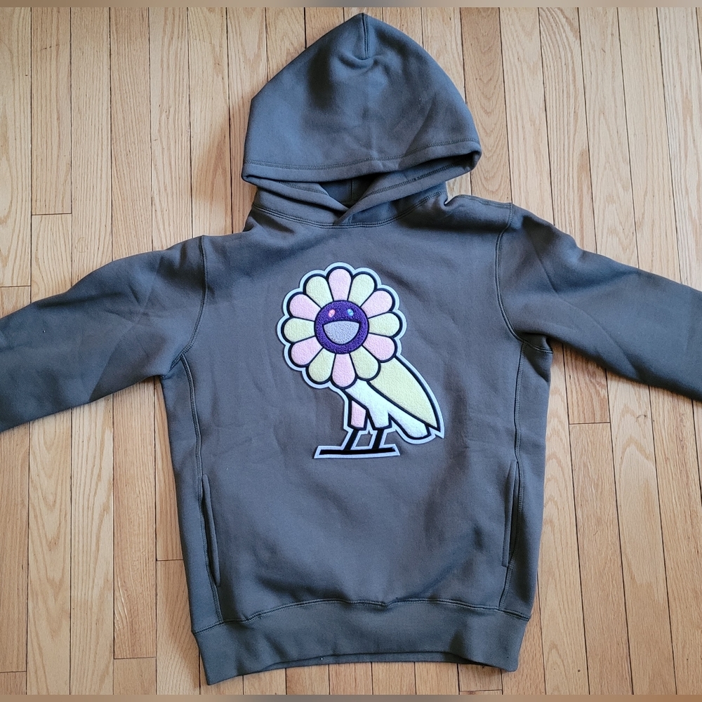Takahashi Murakami X OVO Surplus Flower Owl Hoodie Millitary  Green